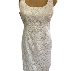 Elegant Gold and Cream Square Neck Sheath Dress